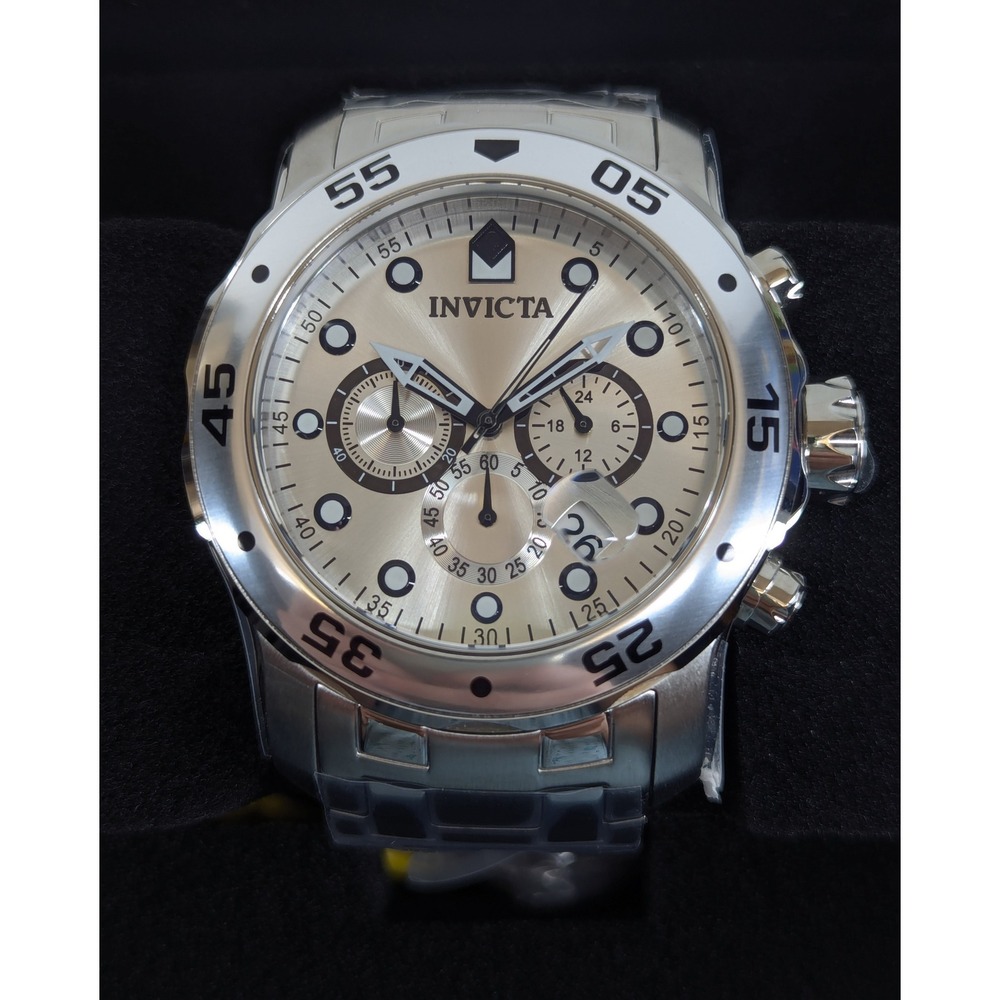 Invicta Pro Diver SCUBA 0071 Mens Chronograph Watch 48mm Silver Steel New